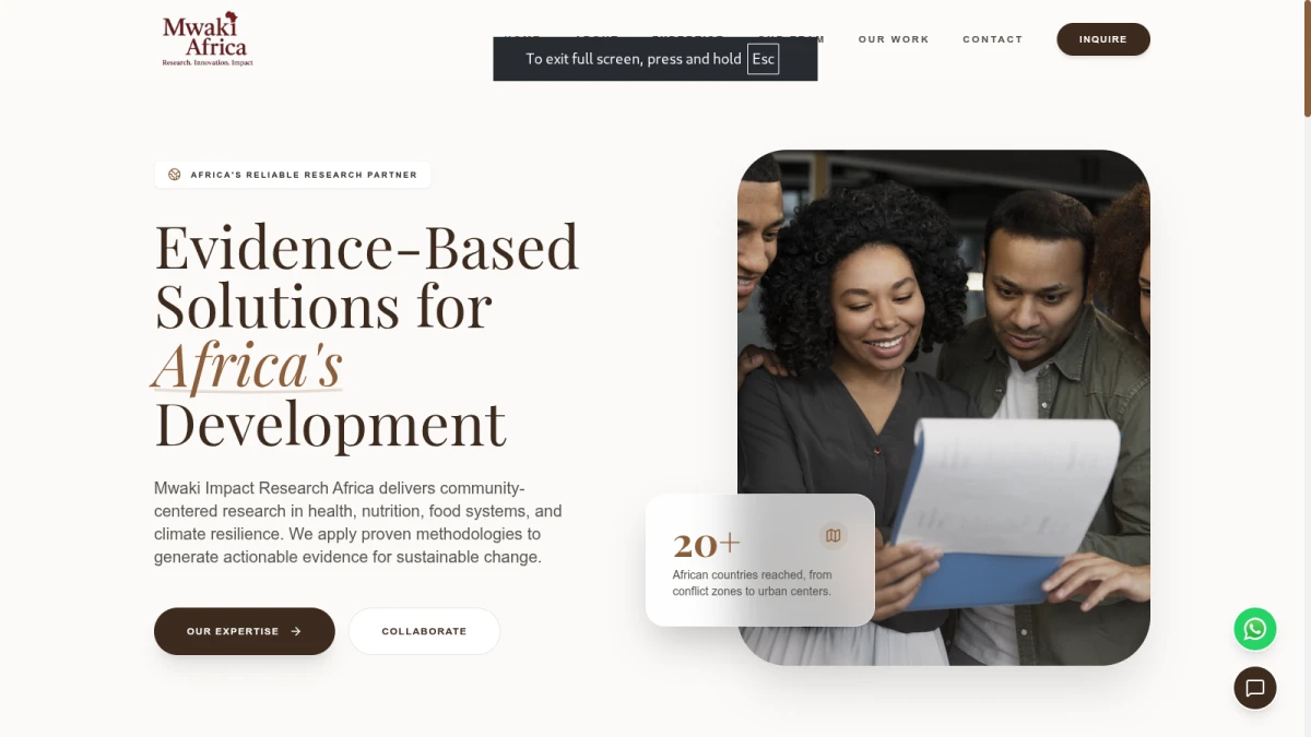 Mwaki Impact Africa website screenshot
